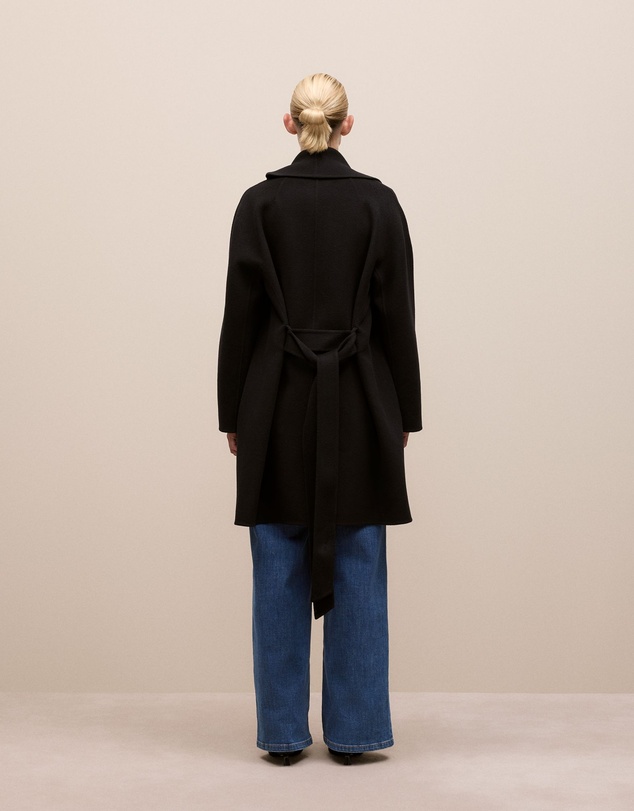 Trenery - Double Faced Wool Wrap Coat in Black