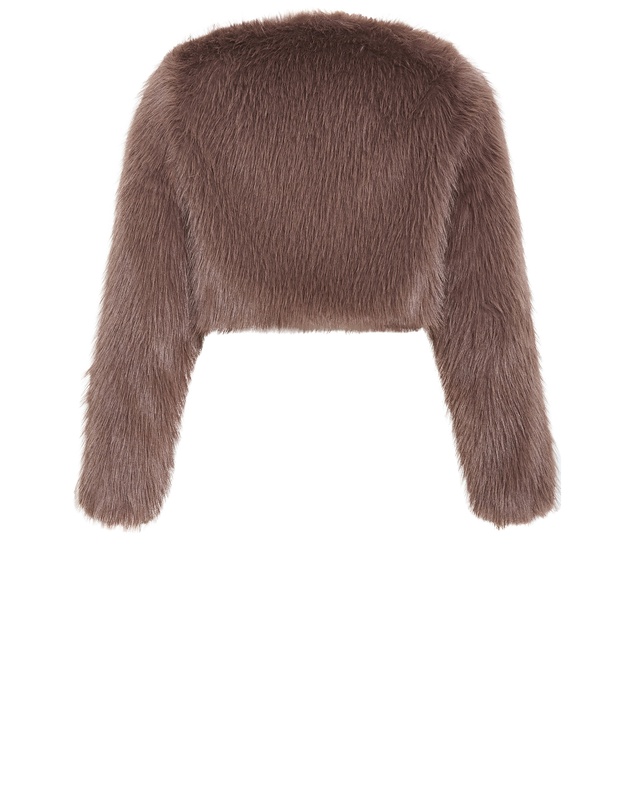City Chic - Plus size Angelica Faux Fur Crop Jacket - truffle