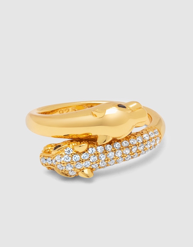Nialaya Jewellery - Women's Twisted Panther Ring in Gold