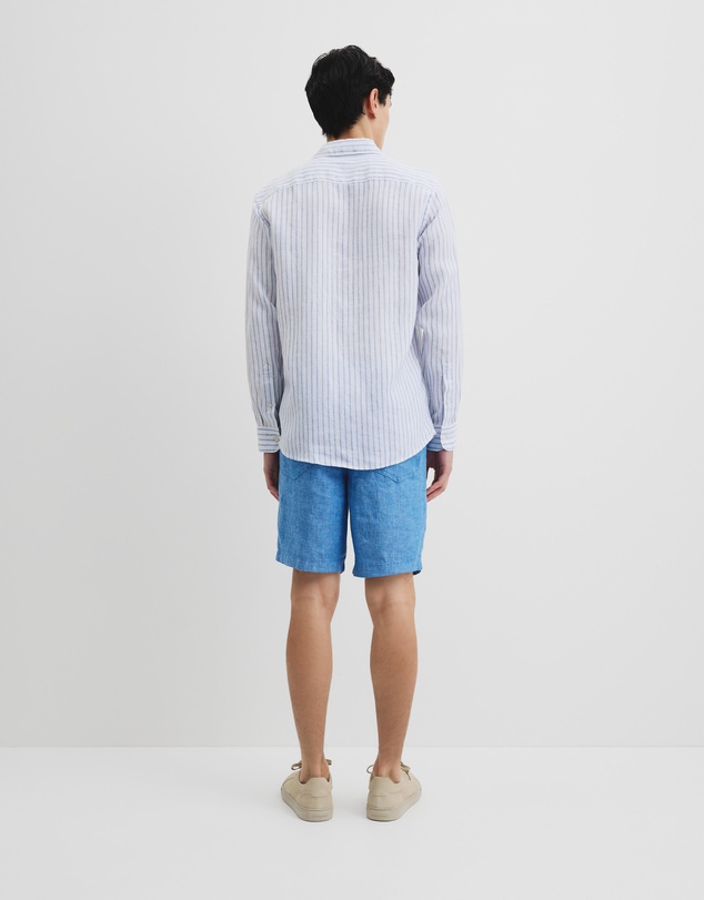 Country Road - Long Sleeve Regular Fit Organically Grown Linen Stripe Shirt