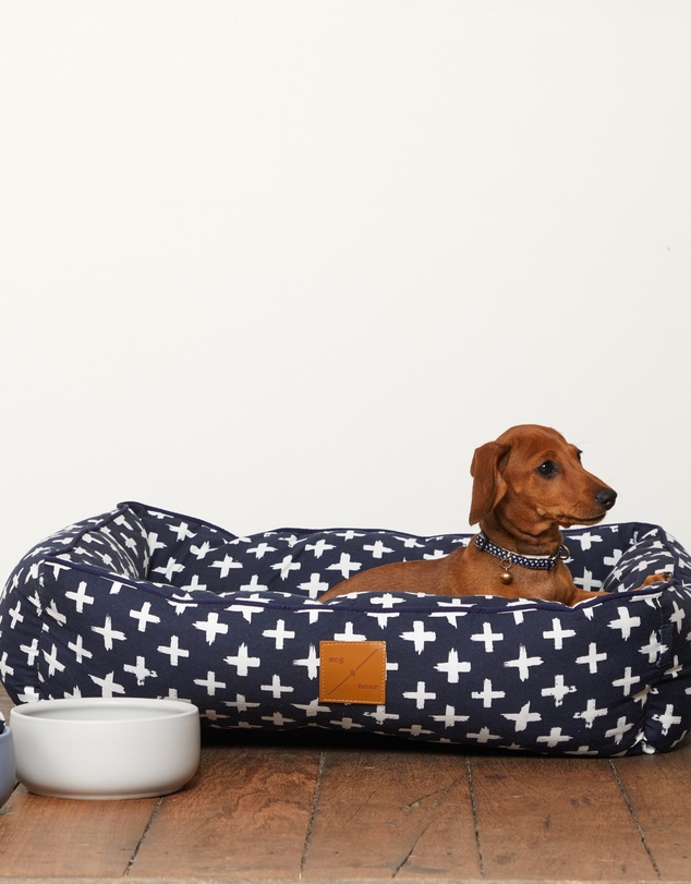 Mog & Bone - Bolster Dog Bed - Navy Cross