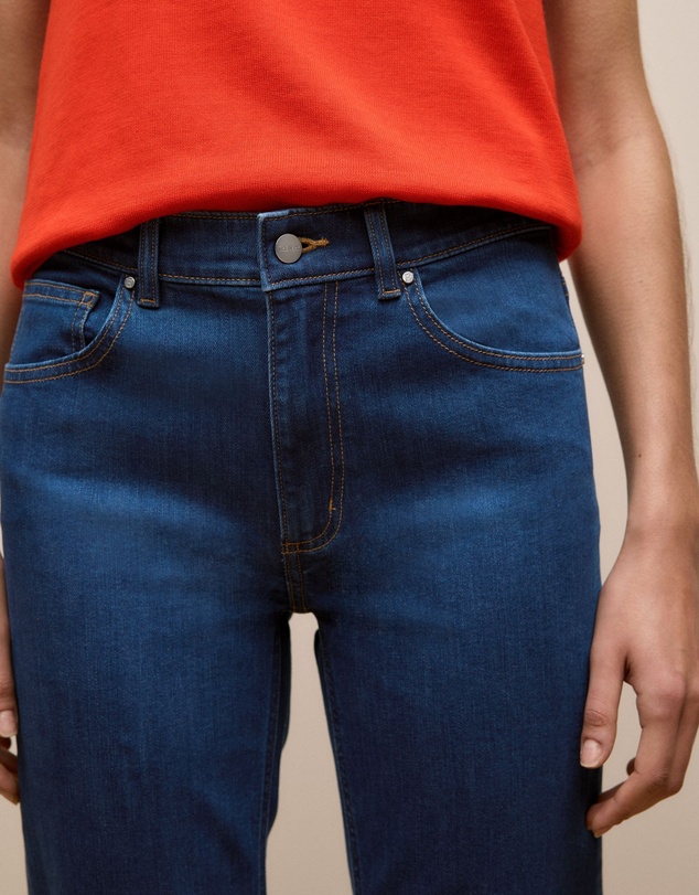 Trenery - Mid Rise Straight Leg Jean in Mid Blue Denim