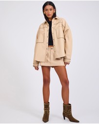 ONE TEASPOON - Daria Studded Leather Shacket - Tan