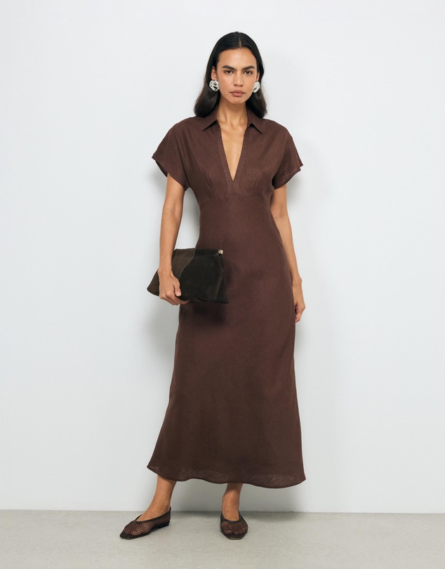 AERE - Evelina Linen Midi Dress