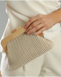 Morgan & Taylor - Erica Woven Clutch in Beige