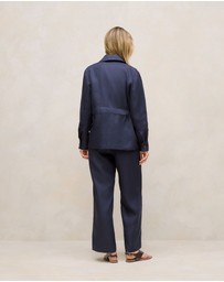 Trenery - Linen Pocket Detail Belted Jacket in Night Sky