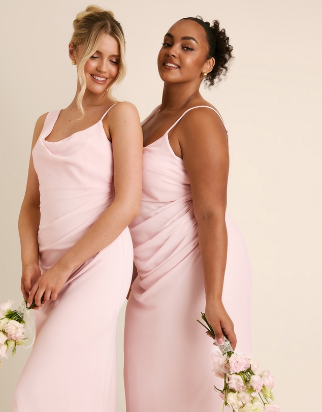 Six Stories - Cowl Front Asymmetrical Chiffon Bridesmaid Dress