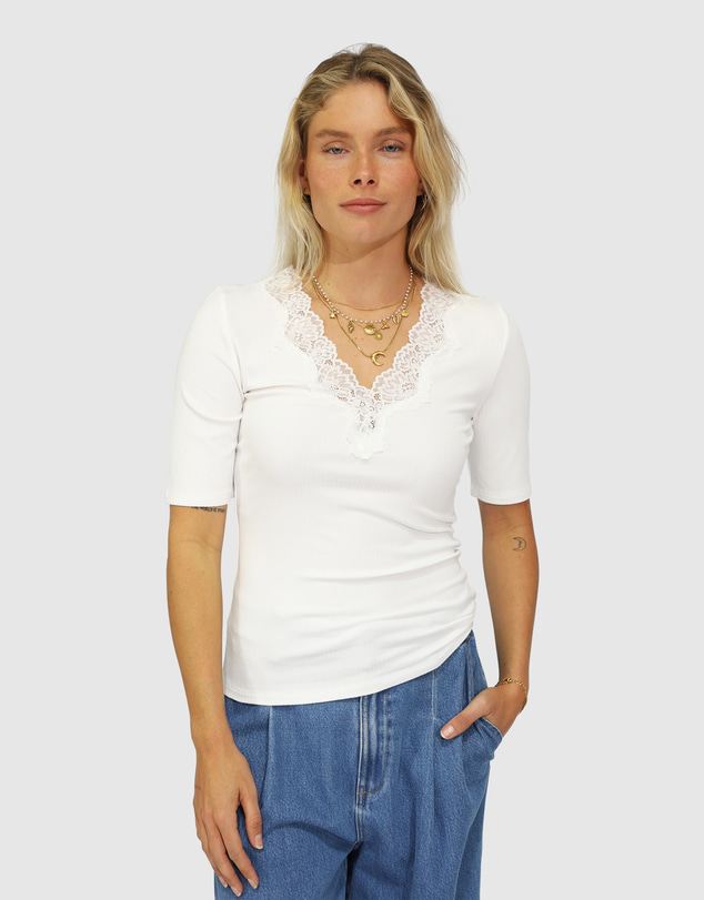 Belle & Bloom - Soft Touch Ribbed Lace Tee