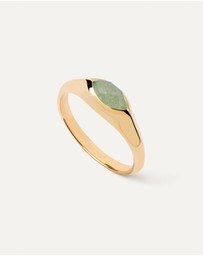 PDPAOLA - Green Aventurine Nomad Stamp Ring