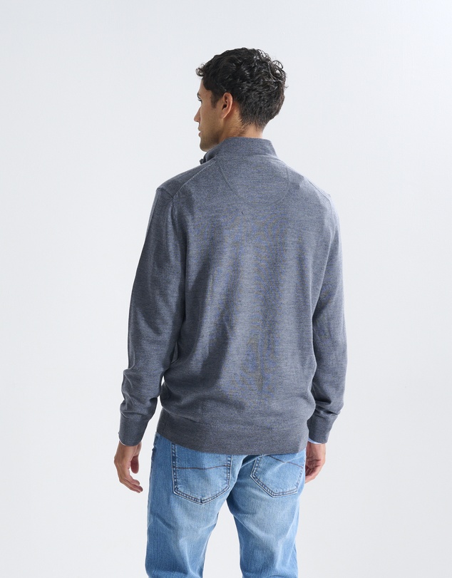 3 Wise Men - 3 Wise Men Harvey Zip Neck Merino Knit - Charcoal