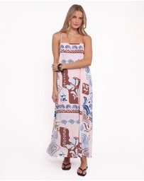 Petal & Pup - Elaris Maxi Dress - Blue Brown Abstract