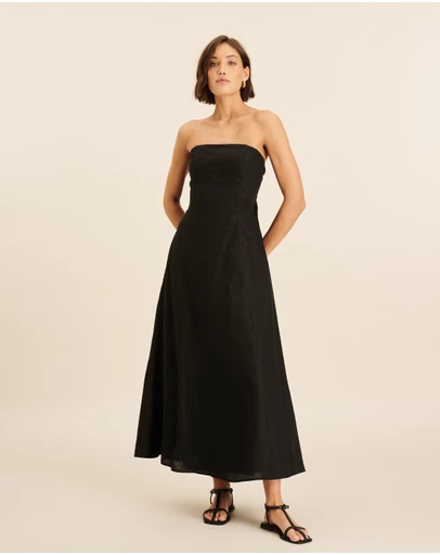 AERE - Florence Linen Strapless Maxi Dress