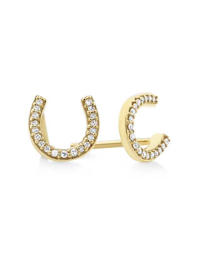 Michael Hill - Mini Horseshoe Earrings with Diamonds in 10kt Yellow Gold