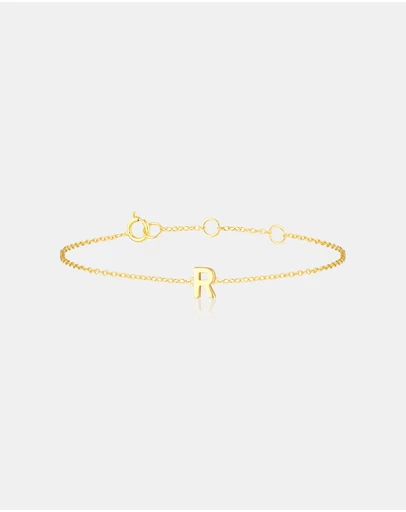 The Silver Collective - Children's A-Z Letter Bracelet - R