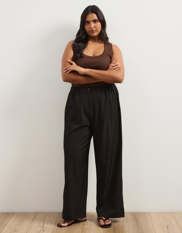 Atmos&Here Curvy - Wide Leg Pants With Elasticated Waistband