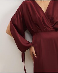 Atmos&Here - June Satin Split Sleeve Midi Dress