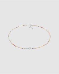 Elli Jewelry - Necklace Choker Glass Beads Heart Trend in 925 Sterling Silver
