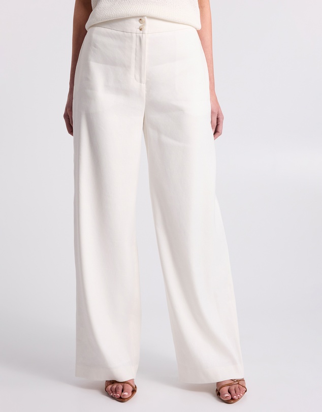 David Lawrence - Mila Wide Leg Linen Blend Pants