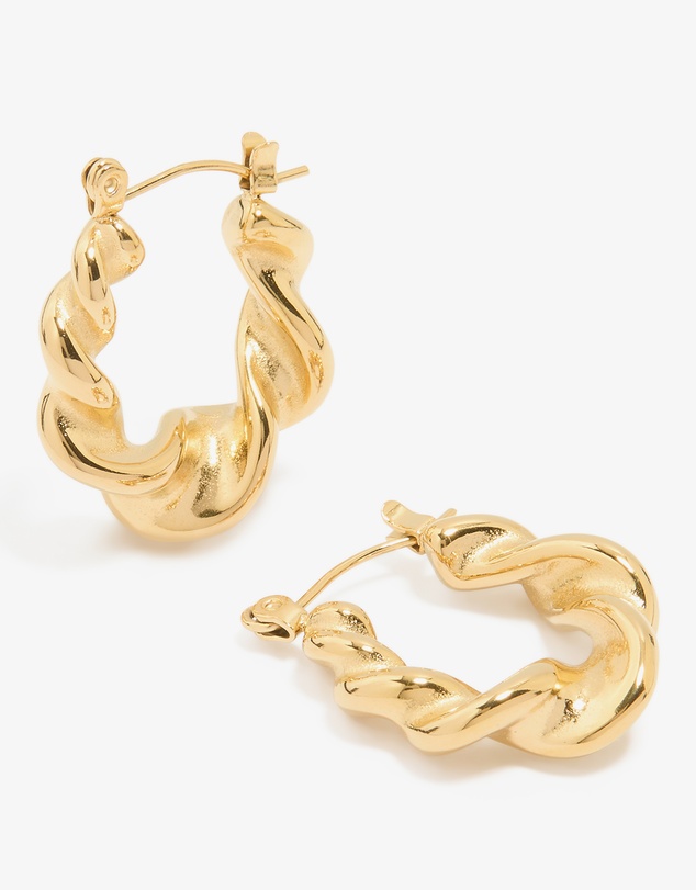 Lovisa - Waterproof Gold Plated Stainless Steel Smooth Large Twisted Hoop Earrings