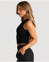 Vacay Swimwear - Rib Tank Black