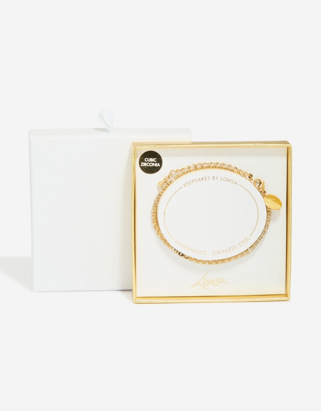 Lovisa - Waterproof Gold Plated Stainless Steel Cubic Zirconia Tennis Bracelet