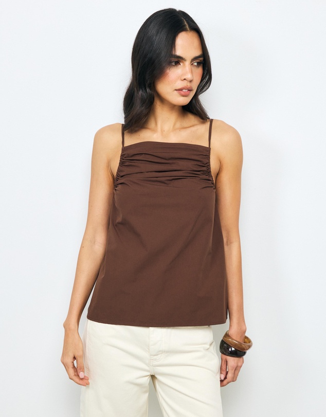 AERE - Zara Ruched Poplin Top