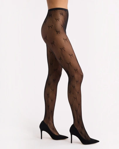 High Heel Jungle - Bow Mesh Tights