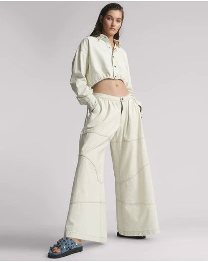ONE TEASPOON - Daddios Low Waist Super Wide Leg Denim Jeans - Blue Cream