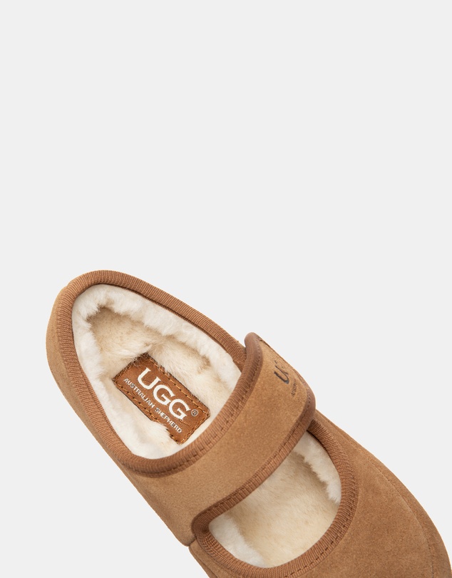 EVERAU - Australian Shepherd Ugg Millie Kids Cow Suede Upper Loafer Oxfords Flats