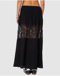 EDIKTED - Double Tie Lace Panel Maxi Skirt