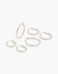 Lovisa - Waterproof Stainless Steel Twisted Hoop Earrings 3-Pack