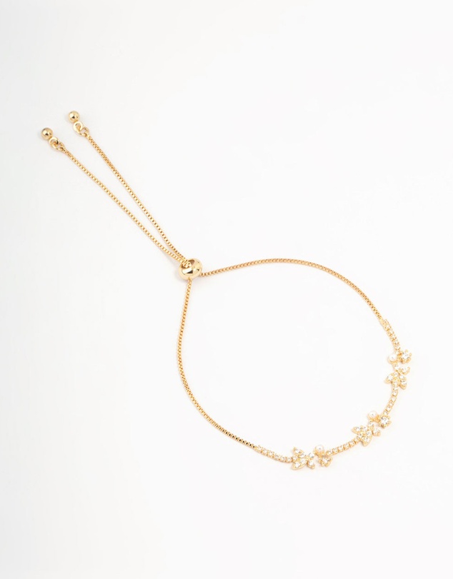 Lovisa - Gold Plated Pearl & Mini Butterfly Toggle Bracelet