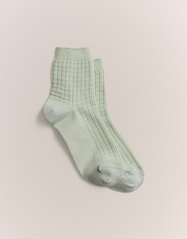 Trenery - Textured Grid Crew Sock in Light Mint