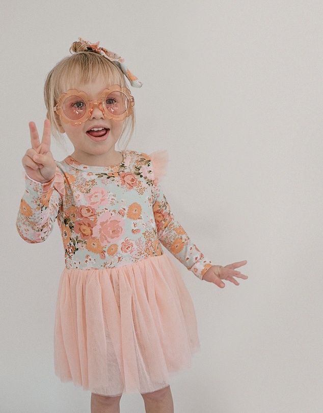 WITH LOVE FOR KIDS - Tulle Flutter Long Sleeve Tutu Onesie - Babies