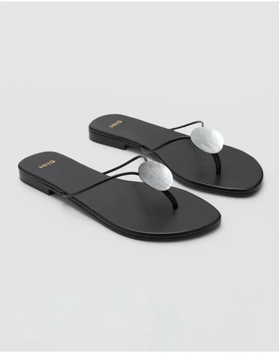 M.N.G - Leather Sandals with Shell Detail