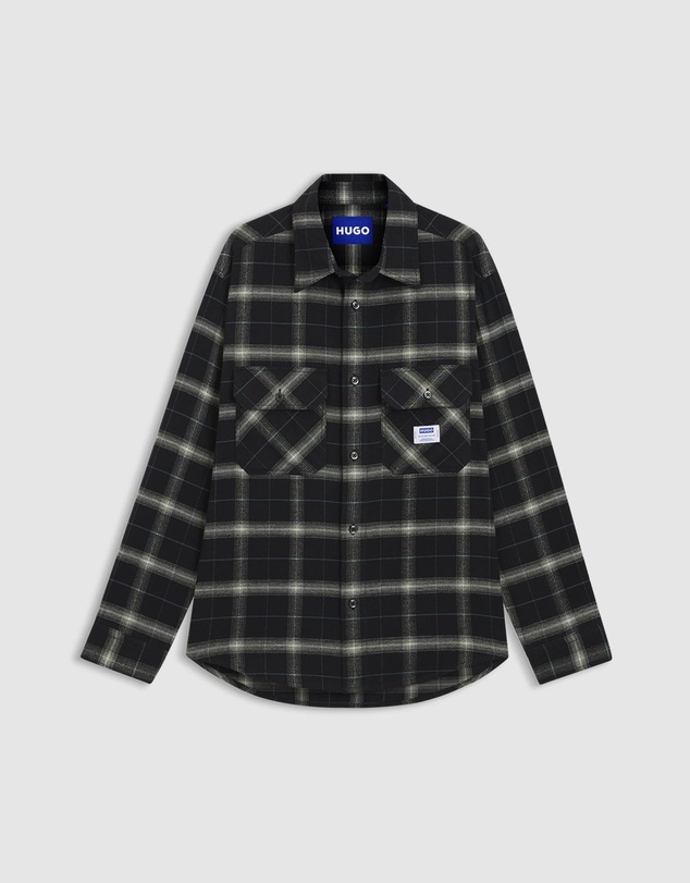 HUGO - Oversized-Fit Overshirt in Checked Cotton Twill