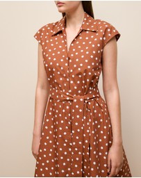 Trenery - Spot Poplin Cap Sleeve Shirt Dress in Burnt Orange