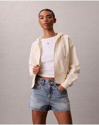 Calvin Klein Jeans - Cropped Monogram Zip-Up Hoodie