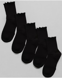 High Heel Jungle - Premium Cotton Frill Edge Socks- 5 Pack