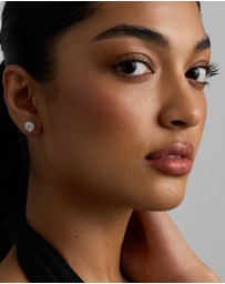 Michael Hill - Round Brilliant Cubic Zirconia Halo Stud Earrings in Sterling Silver