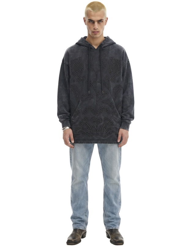 THE TALES - Textured Flower Embroidered Hooded Jacket