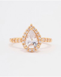 Lovisa - Gold Plated Classic Pear Cubic Zirconia Engagement Ring