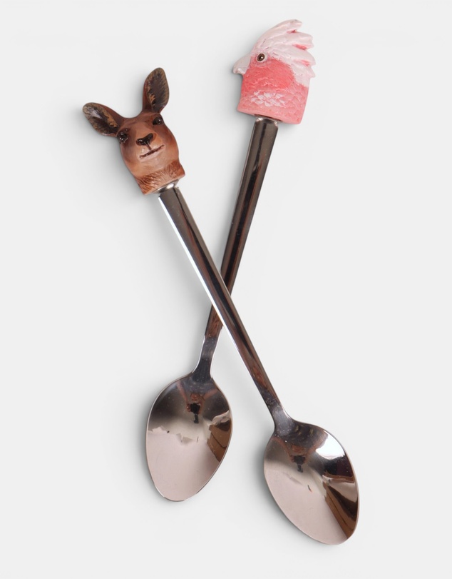 La La Land - Resin Spoons Aussie Cuties Pink Galah & Kangaroo