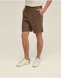 Oxford - Rufus Linen Pull On Shorts