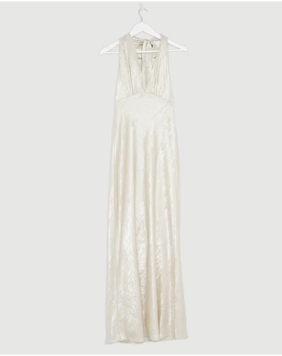 Revibe - Repaired Shona Joy Calder Halter Neck Maxi Dress - AU 8