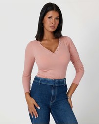 GUESS - LS Kyla Rib Henley Top