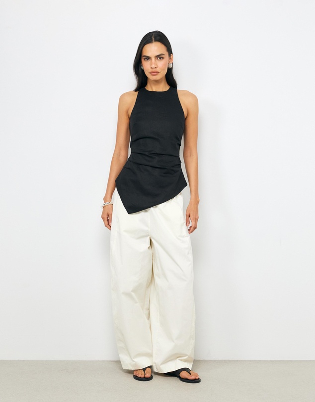 AERE - Frankie Linen Asymmetrical Hem Top