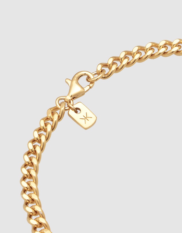 Kuzzoi - ICONIC EXCLUSIVE - Curb Chain Bracelet with Smiling Charm in Gold-Plated 925 Sterling Silver
