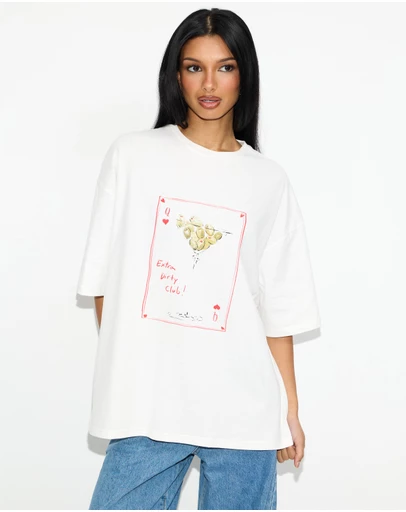 Dazie - Martini Club Oversized Graphic Tee