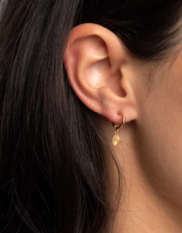 Lovisa - Gold Plated Sterling Silver Etched Huggie Hoop Earrings